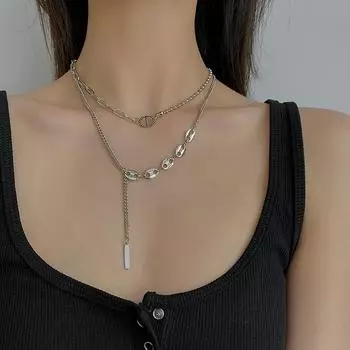 Ожерелье для девочек в стиле хип-хоп, нишевое дизайнерское ожерелье, двухслойная цепочка на ключицу из титановой стали