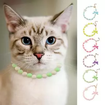 Ожерелье для домашних животных, цветочный орнамент, яркий цвет, смоляное ожерелье принцессы для кошек и собак с декором в виде банта XS розовый