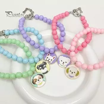 Ожерелье для домашних животных Ошейник из бисера Аксессуары для маленьких собак Невыцветающий искусственный жемчуг Регулируемые украшения для домашних животных на каждый день Фотографии Прогулки S розы красного