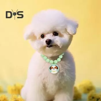 Ожерелье для домашних животных Ошейник из бисера Аксессуары для маленьких собак Невыцветающий искусственный жемчуг Регулируемые украшения для домашних животных на каждый день Фотографии Прогулки S зелёный