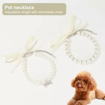 Ожерелье для домашних животных, подвеска в виде кости, ювелирные аксессуары, изысканное модное ожерелье из искусственного жемчуга с собакой, котенком M