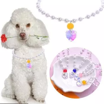 Ожерелье для домашних животных, привлекательный изысканный элегантный ошейник с искусственным жемчугом для кошек и собак, товары для домашних животных красный