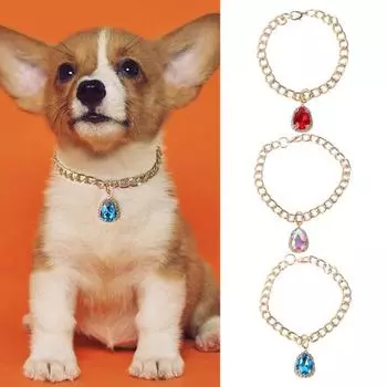 Ожерелье для домашних животных в форме сердца, подвеска со стразами, регулируемая металлическая цепочка, ювелирное ожерелье в виде кошки, ожерелье на шею S разноцветный