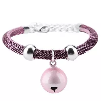 Ожерелье для домашних животных в японском стиле, нейлоновые аксессуары, ошейник с колокольчиком для кошек и удлинительной цепочкой (розовый)