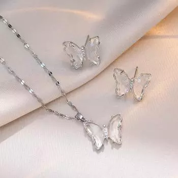 Ожерелье для губ с подвеской в виде бабочки и циркона, женское простое и универсальное ожерелье с ветром