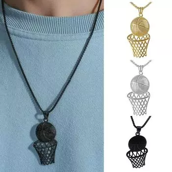 Ожерелье для мальчиков, ожерелье для любителей баскетбола, подарки, ожерелье для мальчиков, баскетбольное ожерелье One Size чёрный