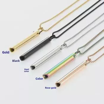 Ожерелье для медитации и осознанности: Подвесной свисток из нержавеющей стали для регуляции дыхания и снятия стресса