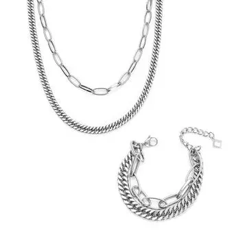 Ожерелье для мужчин не может потерять цвет, ювелирные изделия из титановой стали, женский двухслойный браслет, цепочка для свитера, аксессуары с нейтральным ветром 50cm