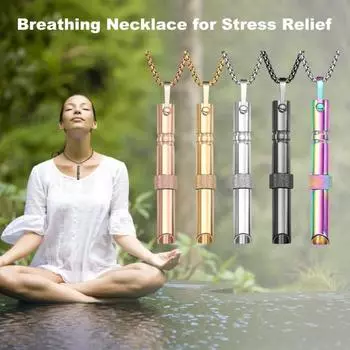 Ожерелье для осознанного дыхания с вращающейся бусиной из нержавеющей стали, ожерелье для снижения стресса, тревоги, регулируемое ожерелье для облегчения и паники серебряный
