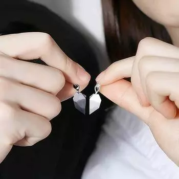 Ожерелье для пар, 2 шт., модное черно-белое ожерелье с магнитным сердечком для пар с камнями желаний A