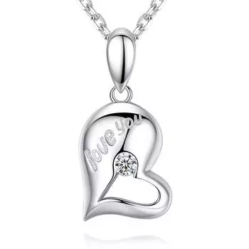 Ожерелье для пар с разбитым сердцем, женская цепочка на ключицу, кулон в форме сердца с надписью «Любовь»