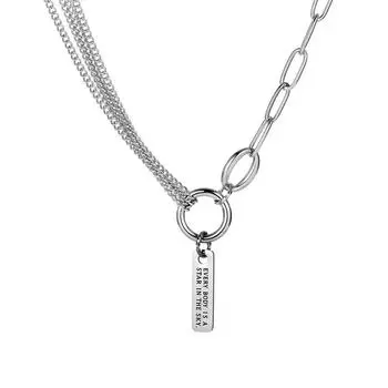 Ожерелье для пары, мужская цепочка на шею в стиле хип-хоп, многослойная строчка, цепочка на ключицу, титановая сталь