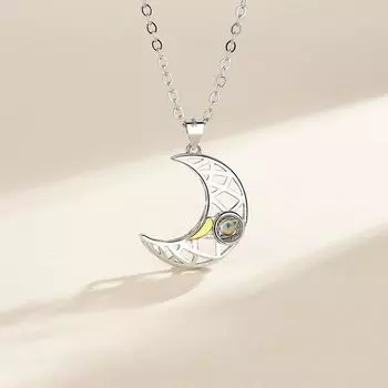 Ожерелье для пары с проекцией Солнца и Луны для мужчин и женщин. Пара подвесных магнитов. INS. Маленький дизайн. Ожерелье-цепочка с воротником.