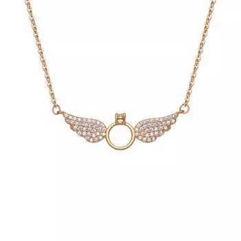 Ожерелье для Серебряные Крылья Ангела S925 Перо Циркон Рождество [Rockyu] Женщины, Кулон, Дизайн, Цепочка, Регулируемый, Подарок, Подарок, День рождения,