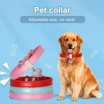 Ожерелье для собак с подвеской в форме сердца, декоративный регулируемый модный ошейник из искусственной кожи для домашних собак XS красный