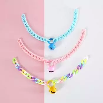 Ожерелье для собаки, подвеска-колокольчик, цветная пластиковая цепочка, ошейник для кошки, одежда на шею для домашних животных M синий