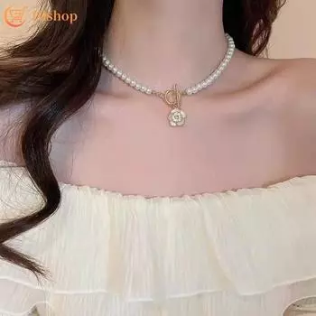 Ожерелье для женщин, элегантный белый кулон с камелией, колье, аксессуары, ювелирные изделия 1