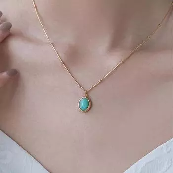 Ожерелье для женщин, модные украшения, аквамарин, длинный кулон из натурального камня синий