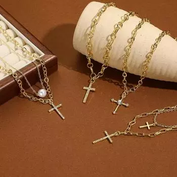 Ожерелье для женщин, ожерелье с подвеской в виде ключицы, минималистичное многослойное ожерелье с крестом, красивое элегантное ожерелье для нее