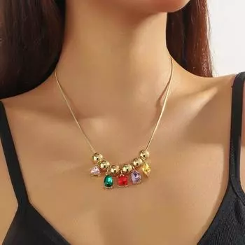 Ожерелье для женщин, ювелирное ожерелье, подарок на День матери, легкое, роскошное, премиум-чувство, красочное хрустальное ожерелье, красивое, элегантное ожерелье для нее