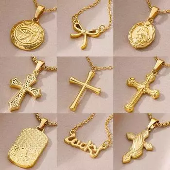 Ожерелье для женщин золотого цвета из нержавеющей стали, китайское ожерелье, христианские украшения, подарок на день рождения, воротник CHINA