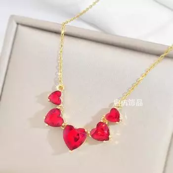 Ожерелье Double Wear Love, женское, чувственное, универсальное, темпераментное, с подвеской в форме сердца из драгоценных камней