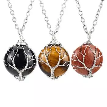 Ожерелье «Древо жизни» для женщин, натуральный оникс/янтарь, подвеска в виде генеалогического дерева для мамы, жены, ювелирные изделия, подарки на день рождения, годовщину, Рождество 1