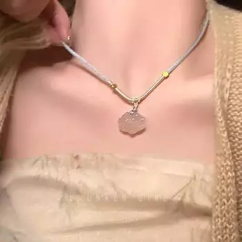 Ожерелье «Дзен Лотос»: Цепочка на ключицу из имитации халцедона в стиле ретро-китайского плетения X1363 белый