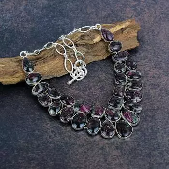 Ожерелье Edulite из цельного серебра 925 пробы, ювелирное ожерелье ручной работы с драгоценными камнями на День памяти Adjustable with 18 inches розовый