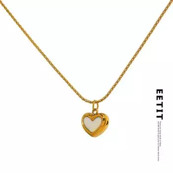 Ожерелье Eetit с милым сердцем из натуральной ракушки, ожерелье с воротником из нержавеющей стали, подарочные ювелирные изделия золотой