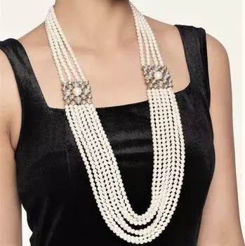 Ожерелье Estele Gold Tone Royal с 7 струнами и жемчугом