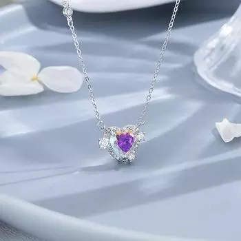 Ожерелье Fantasy Pink Diamond Love, милый и девичий дизайн, украшение на шею в виде цепочки на ключицу