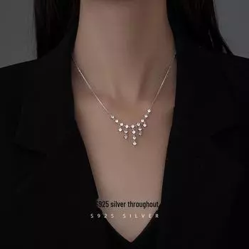 Ожерелье Galaxy Waterfall из серебра 925 пробы с бриллиантами и кисточками, роскошная и элегантная цепочка на ключицу NS939 серебряный