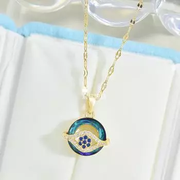 Ожерелье «Глаз дьявола» Женское Премиальное Личность Универсальное Круглое Подвеска-украшение с синим глазом