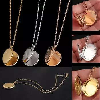 Ожерелье, глазурь, зеркало, фотокоробка из нержавеющей стали, круглая, 45 см, открытая 45cm серебряный