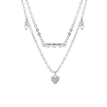 Ожерелье Glossy Love, простая французская цепочка в форме сердца с бриллиантами на ключице Copper (White Gold)