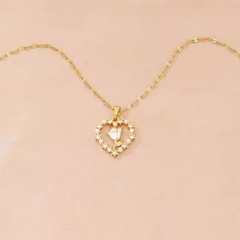Ожерелье Год любви Женское Свежее Простое Универсальное Сладкое в форме сердца с подвеской-цветком Цепочка на шею