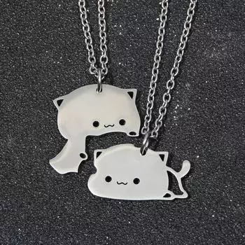 Ожерелье-головоломка для пары животных и кошек, минималистичный комплект ожерелья с подвеской из нержавеющей стали для пары, очаровательный комплект ожерелья