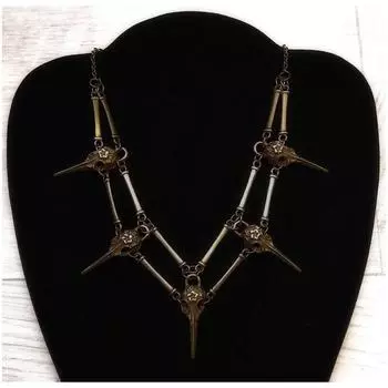 Ожерелье «Готическая птица», «Зло», «Языческое ожерелье» One Size золотой