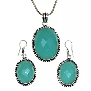 Ожерелье Халцедон Натуральные Бусины Синий 20 Cts Круглые Стерлинговые