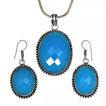 Ожерелье Халцедон Натуральные Бусины Синий 20 Cts Круглые Стерлинговые