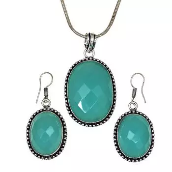 Ожерелье Халцедон Натуральные Бусины Синий 20 Cts Круглые Стерлинговые