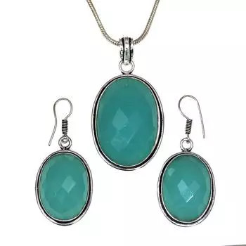 Ожерелье Халцедон Натуральные Бусины Синий 20 Cts Круглые Стерлинговые