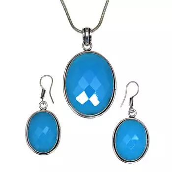 Ожерелье Халцедон Натуральные Бусины Синий 20 Cts Круглые Стерлинговые