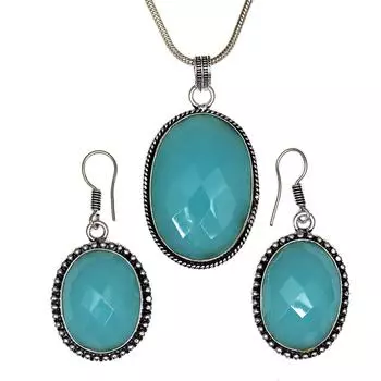 Ожерелье Халцедон Натуральные Бусины Синий 20 Cts Круглые Стерлинговые