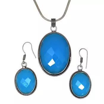 Ожерелье Халцедон Натуральные Бусины Синий 20 Cts Круглые Стерлинговые