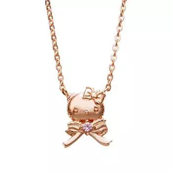 Ожерелье Hello Kitty 50-я годовщина Sanrio Персонажи Серебряная лента 925 кубический цирконий розовый [Белый клевер] DOLLY MIX SAKT50-N003PG