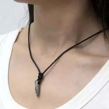 Ожерелье Холодный фронт Черный веревка сплошной кулон ретро простой кулон серебряный