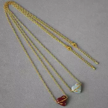 Ожерелье HY Regret Series Peach Heart Enamel Box - длинная цепочка для свитера с 3D-глазурью