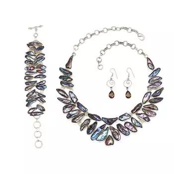 Ожерелье и комплект ювелирных изделий из титана Viva Pearl Smoky Quartz 18-20